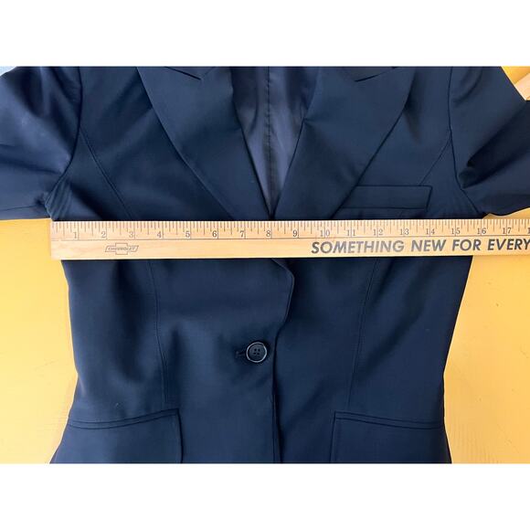 Theory Wool Luxury Blazer Black Tailored One Button Jacket Size 2 - Picture 4 of 7